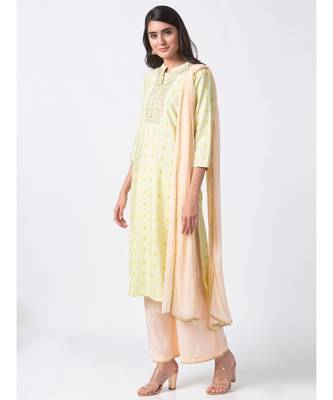 Ethnicity Chanderi Straight Green Skd 4