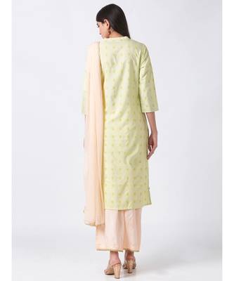Ethnicity Chanderi Straight Green Skd 5