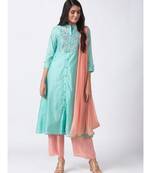 Ethnicity Chanderi Straight Sea Green Skd