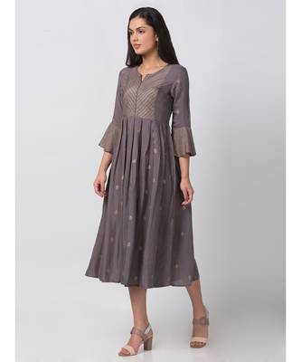 Ethnicity Viscose Shantoon Gathered Mauve Kurta 4
