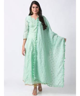 Ethnicity Chanderi Kalidar Green Kd 1