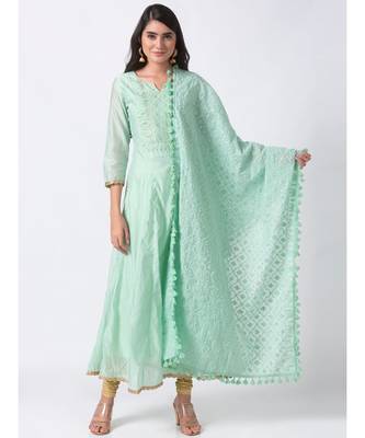 Ethnicity Chanderi Kalidar Green Kd 2