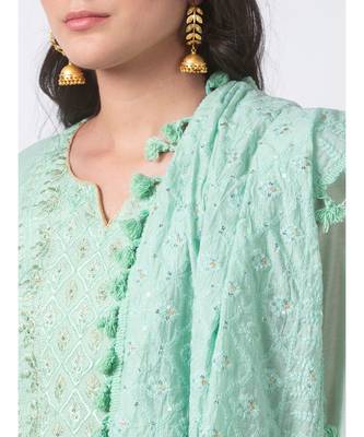 Ethnicity Chanderi Kalidar Green Kd 4
