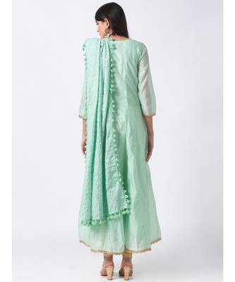 Ethnicity Chanderi Kalidar Green Kd 5