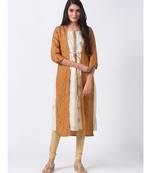 Ethnicity Viscose Slub Straight Gold Kurta
