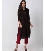Ethnicity Powerloom Straight Black Kurta