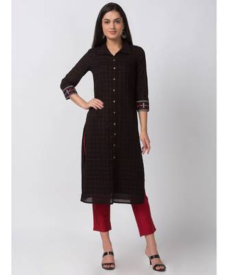 Ethnicity Powerloom Straight Black Kurta 3