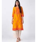 Ethnicity Polystaple Straight Mustard Kurta