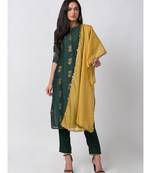 Ethnicity Chanderi Straight Green Skd