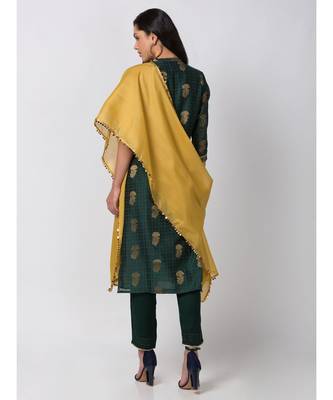Ethnicity Chanderi Straight Green Skd 2