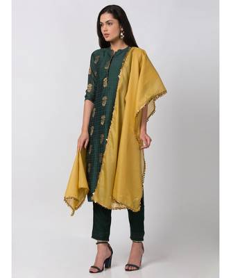 Ethnicity Chanderi Straight Green Skd 4