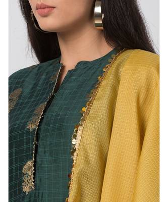 Ethnicity Chanderi Straight Green Skd 5