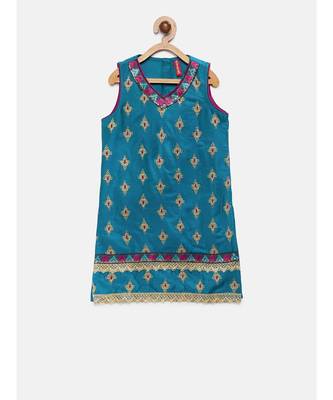 Ethnicity Polyester A Line Teal Skd 2