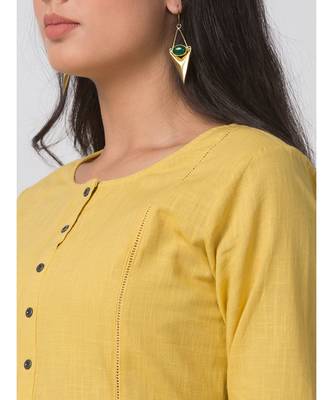 Ethnicity Powerloom Straight Lemon Yellow Kurta 5