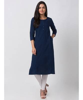Ethnicity Powerloom Straight Navy Kurta 1