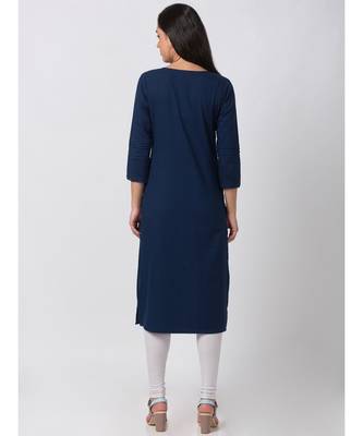 Ethnicity Powerloom Straight Navy Kurta 2