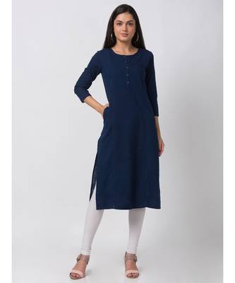 Ethnicity Powerloom Straight Navy Kurta 4