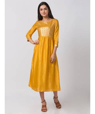 Ethnicity Liva Flared Mustard Kurta 5