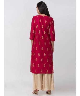 Ethnicity Powerloom Straight Fuchsia Kurta 3