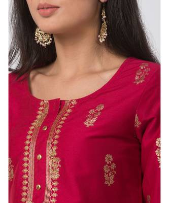 Ethnicity Powerloom Straight Fuchsia Kurta 5