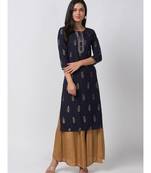 Ethnicity Powerloom Straight Navy Kurta