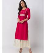 Ethnicity Art Silk Regular Fuchsia Kurta