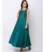 Ethnicity Blended Maxi Green Gown
