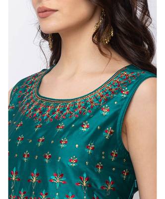 Ethnicity Blended Maxi Green Gown 3
