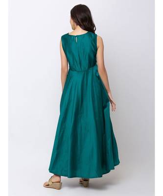Ethnicity Blended Maxi Green Gown 5