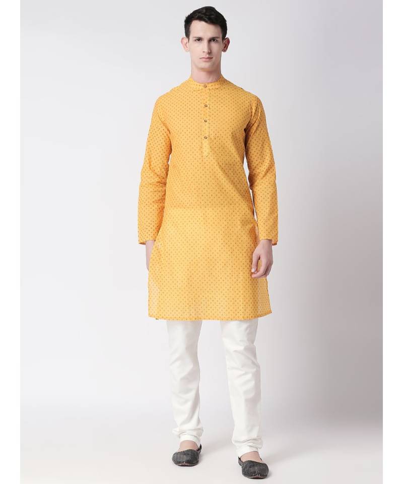 Ethnicity Cotton Straight Yellow Kurta