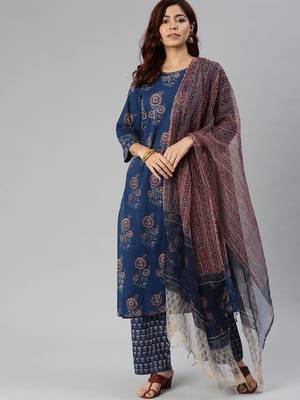 Navy-blue sequins cotton salwar 1