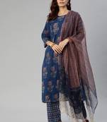 Navy-blue sequins cotton salwar