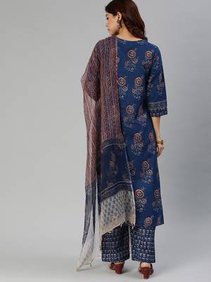 Navy-blue sequins cotton salwar 2