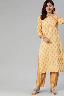 Yellow sequins cotton salwar