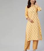 Yellow sequins cotton salwar