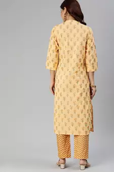 Yellow sequins cotton salwar