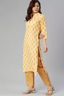 Yellow sequins cotton salwar