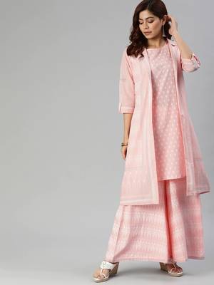 Baby-pink sequins cotton salwar 4