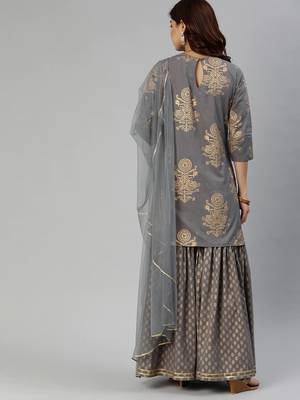Grey printed cotton salwar 2