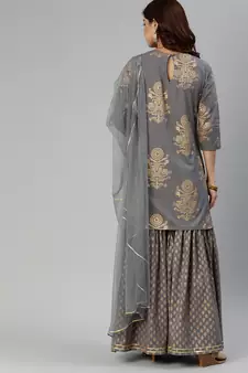 Grey printed cotton salwar
