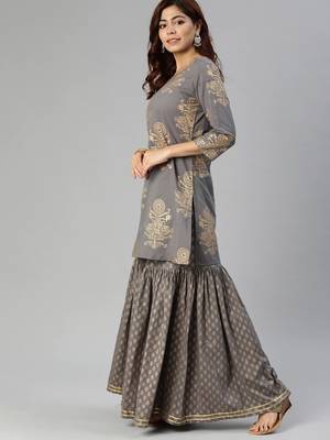 Grey printed cotton salwar 3