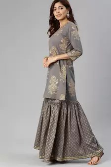 Grey printed cotton salwar