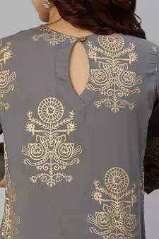 Grey printed cotton salwar