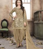 Golden embroidered satin salwar