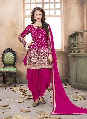 Pink embroidered satin salwar 1