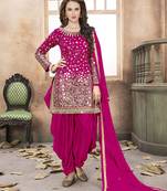 Pink embroidered satin salwar
