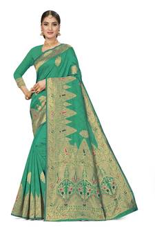 Green Woven  Art Silk Saree With Blouse