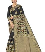 Black Woven Art Silk Saree With Blouse