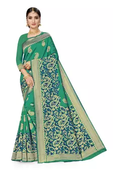 Green Woven  Art Silk Saree With Blouse