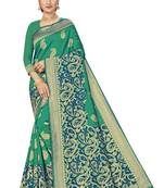 Green Woven Art Silk Saree With Blouse